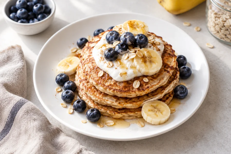 Serviervorschlag: Bananen-Hafer-Pancakes
